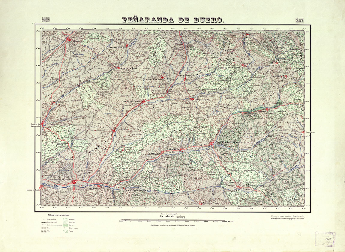 (N:18322) MAPA TOPOGRAFICO DE ESPANA - Penaranda de Duero - Foglio 347 (B0014768) Carte e stampe antiche: riproduzione a colori su carta (formato A1)