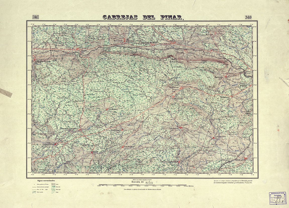 (N:18324) MAPA TOPOGRAFICO DE ESPANA - Cabrejas del Pinar - Foglio 349 (B0014770) Carte e stampe antiche: riproduzione a colori su carta (formato A1)