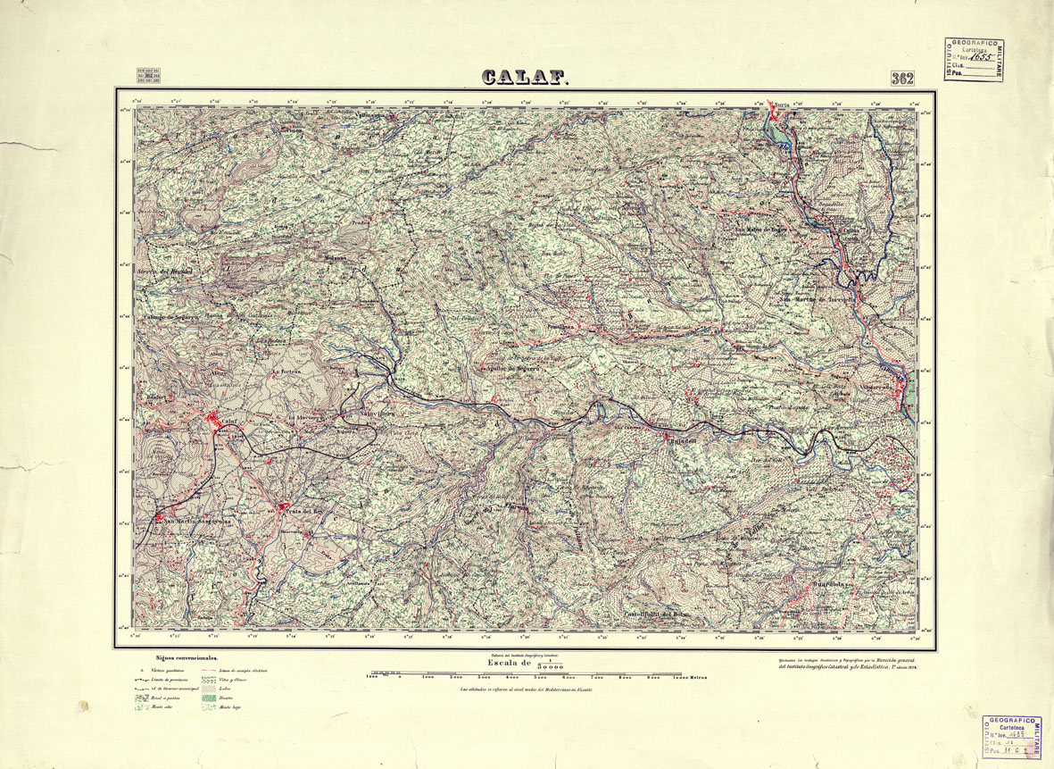 (N:18337) MAPA TOPOGRAFICO DE ESPANA - Calaf - Foglio 362 (B0014783) Carte e stampe antiche: riproduzione a colori su carta (formato A1)