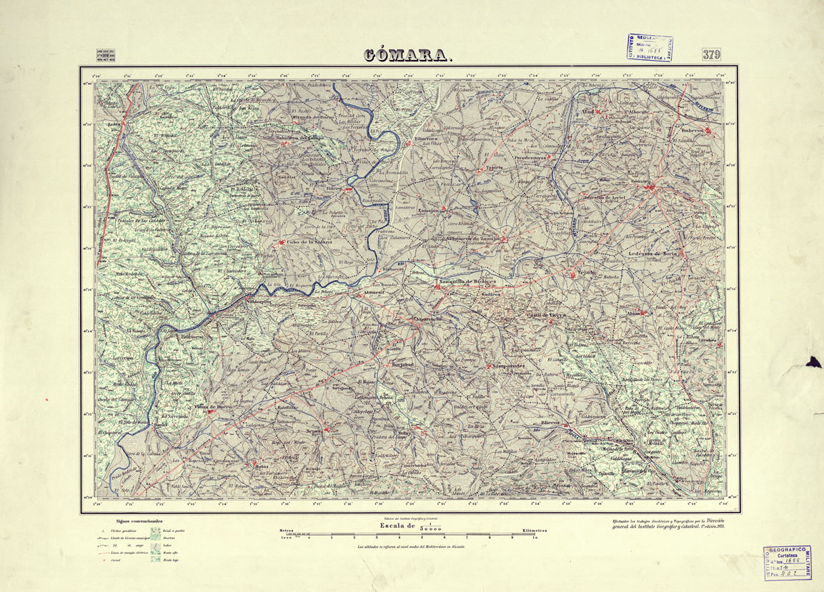 (N:18351) MAPA TOPOGRAFICO DE ESPANA - Gomara - Foglio 379 (B0014797) Carte e stampe antiche: riproduzione a colori su carta (formato A1)