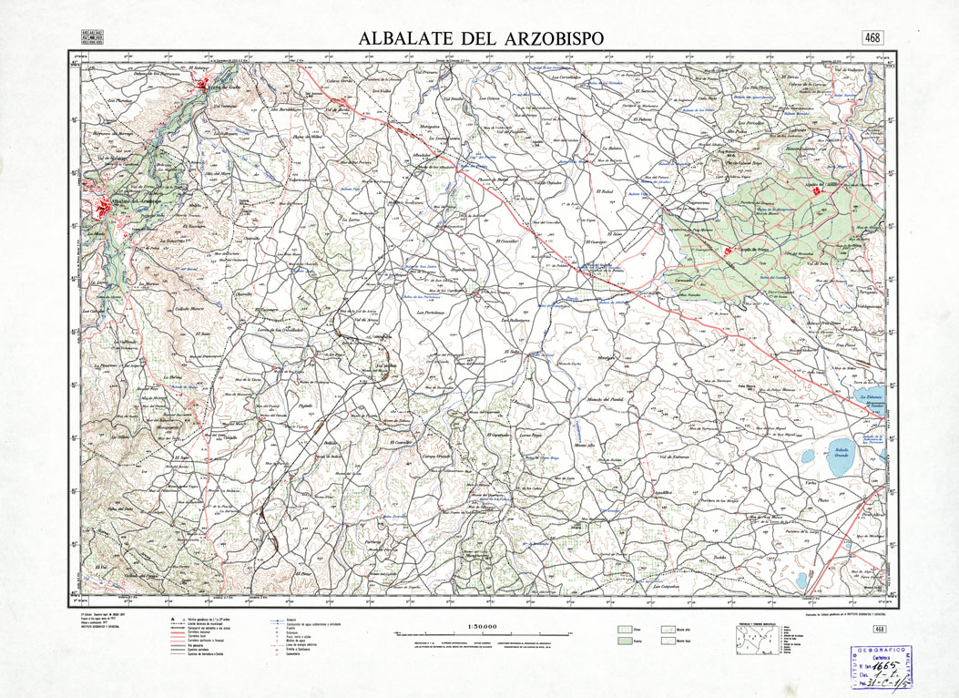 (N:18422) MAPA TOPOGRAFICO DE ESPANA - Albalate del Arzobispo - Foglio 468 (B0014869) Carte e stampe antiche: riproduzione a colori su carta (formato A1)