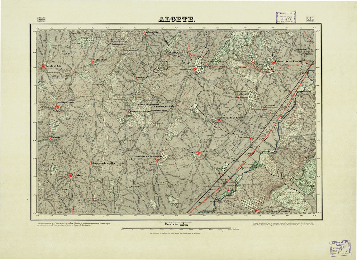 (N:18477) MAPA TOPOGRAFICO DE ESPANA - Algete - Foglio 535 (B0014925) Carte e stampe antiche: riproduzione a colori su carta (formato A1)