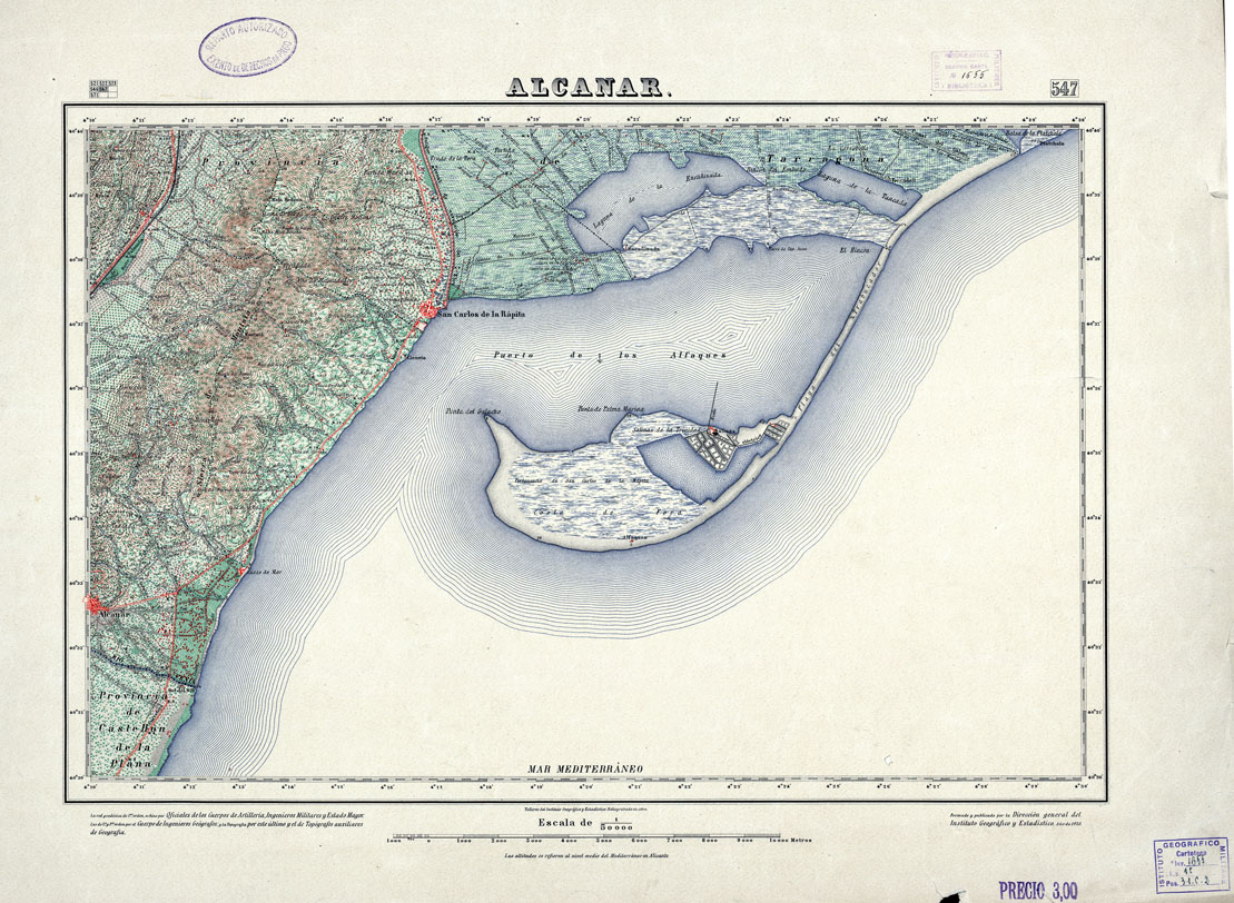 (N:18487) MAPA TOPOGRAFICO DE ESPANA - Alcanar - Foglio 547 (B0014935) Carte e stampe antiche: riproduzione a colori su carta (formato A1)