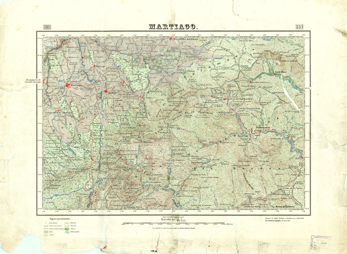 (N:18489) MAPA TOPOGRAFICO DE ESPANA - Martiago - Foglio 551 (B0014937) Carte e stampe antiche: riproduzione a colori su carta (formato A1)