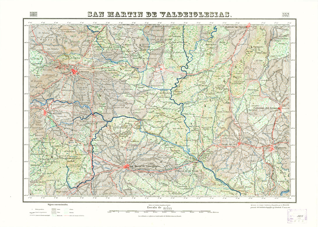 (N:18491) MAPA TOPOGRAFICO DE ESPANA - San Martin de Valdeiglesias - Foglio 557 (B0014939) Carte e stampe antiche: riproduzione a colori su carta (formato A1)