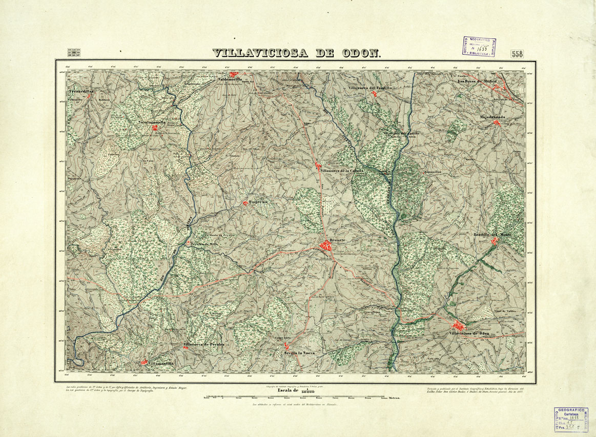(N:18492) MAPA TOPOGRAFICO DE ESPANA - Villaviciosa de Odon - Foglio 558 (B0014940) Carte e stampe antiche: riproduzione a colori su carta (formato A1)