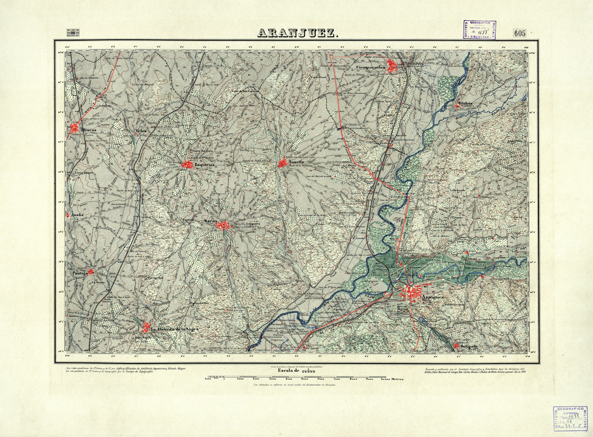 (N:18522) MAPA TOPOGRAFICO DE ESPANA - Aranjuez - Foglio 605 (B0014970) Carte e stampe antiche: riproduzione a colori su carta (formato A1)