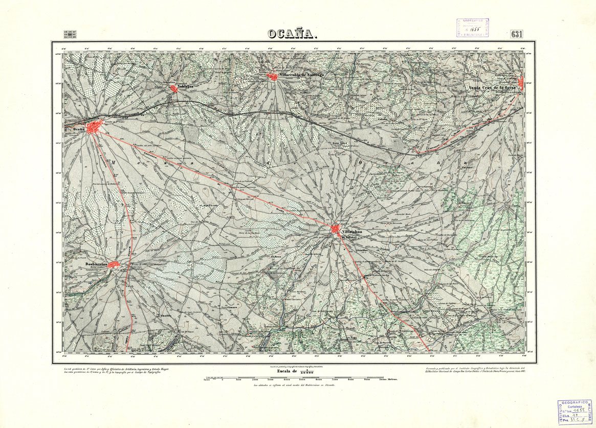 (N:18537) MAPA TOPOGRAFICO DE ESPANA - Ocana  - Foglio 631 (B0014985) Carte e stampe antiche: riproduzione a colori su carta (formato A1)