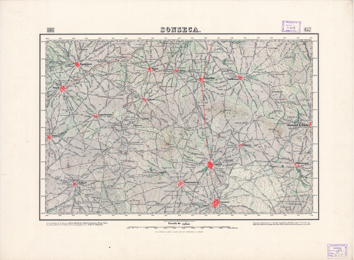 (N:18545) MAPA TOPOGRAFICO DE ESPANA - Sonseca - Foglio 657 (B0014993) Carte e stampe antiche: riproduzione a colori su carta (formato A1)