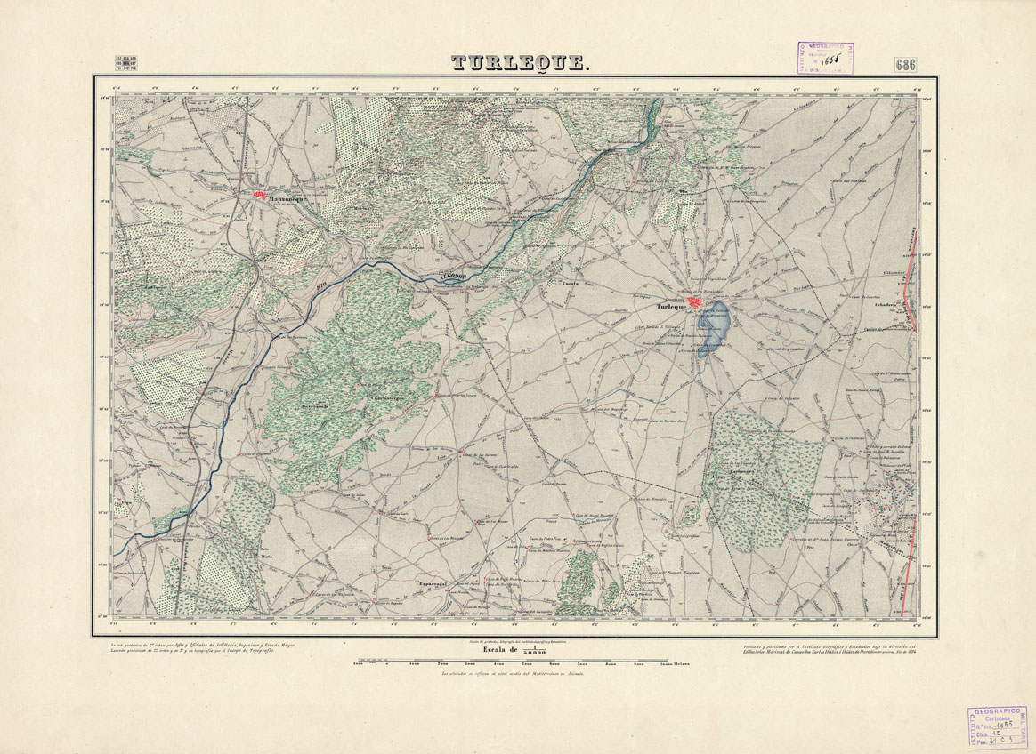 (N:18558) MAPA TOPOGRAFICO DE ESPANA - Turleque - Foglio 686 (B0015006) Carte e stampe antiche: riproduzione a colori su carta (formato A1)