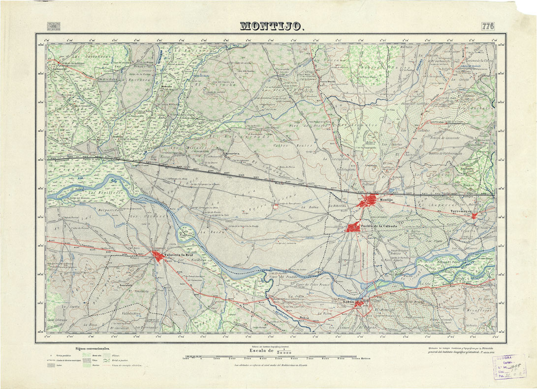 (N:18607) MAPA TOPOGRAFICO DE ESPANA - Montijo - Foglio 776 (B0015056) Carte e stampe antiche: riproduzione a colori su carta (formato A1)