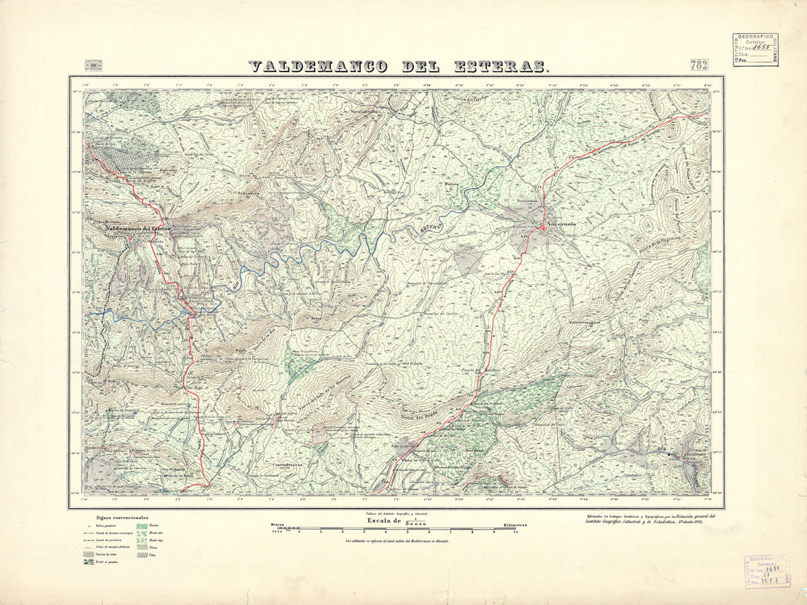 (N:18611) MAPA TOPOGRAFICO DE ESPANA - Valdemango del Esteras - Foglio 782 (B0015060) Carte e stampe antiche: riproduzione a colori su carta (formato A1)