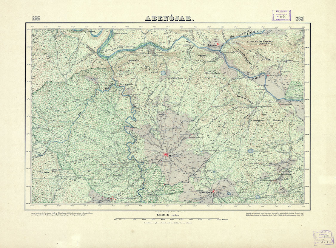 (N:18612) MAPA TOPOGRAFICO DE ESPANA - Abenojar - Foglio 783 (B0015061) Carte e stampe antiche: riproduzione a colori su carta (formato A1)