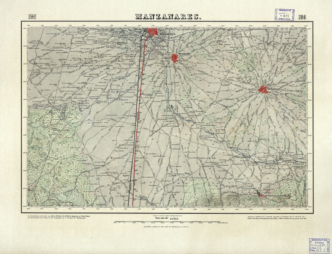 (N:18616) MAPA TOPOGRAFICO DE ESPANA - Manzanares - Foglio 786 (B0015065) Carte e stampe antiche: riproduzione a colori su carta (formato A1)