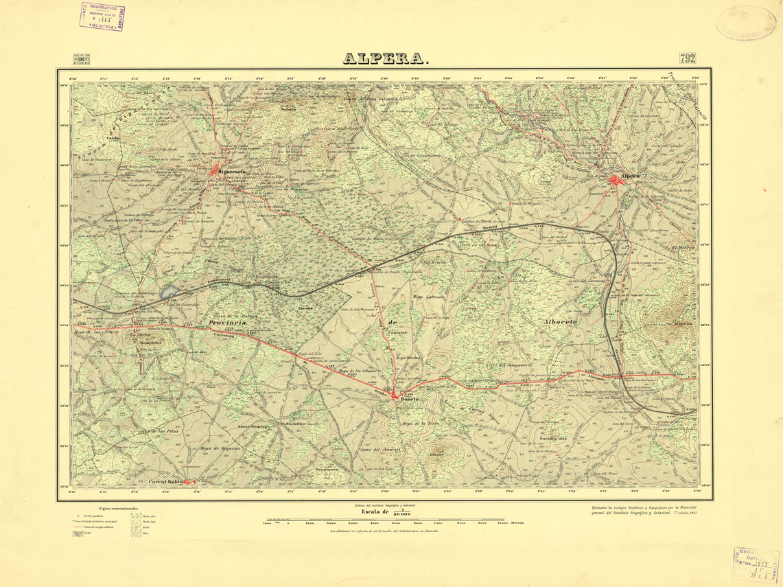 (N:18623) MAPA TOPOGRAFICO DE ESPANA - Alpera - Foglio 792 (B0015072) Carte e stampe antiche: riproduzione a colori su carta (formato A1)