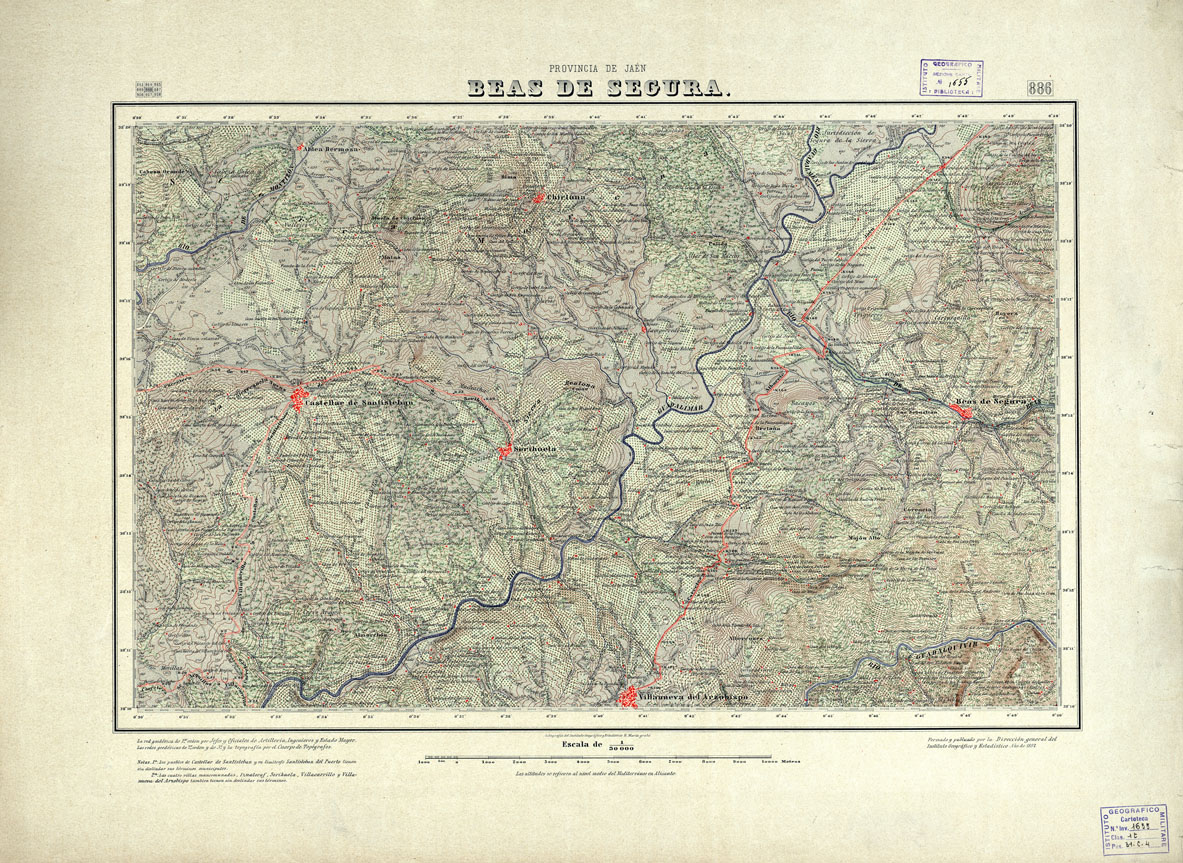 (N:18678) MAPA TOPOGRAFICO DE ESPANA - Beas de Segura - Foglio 886 (B0015125) Carte e stampe antiche: riproduzione a colori su carta (formato A1)