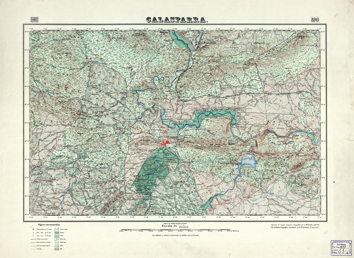 (N:18682) MAPA TOPOGRAFICO DE ESPANA - Calasparra - Foglio 890 (B0015129) Carte e stampe antiche: riproduzione a colori su carta (formato A1)