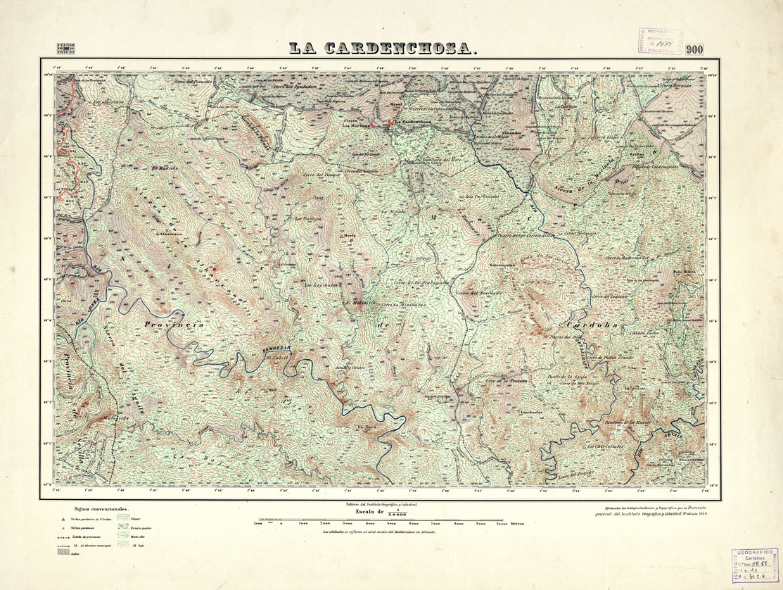 (N:18686) MAPA TOPOGRAFICO DE ESPANA - La Cardenchosa - foglio 900 (B0015133) Carte e stampe antiche: riproduzione a colori su carta (formato A1)