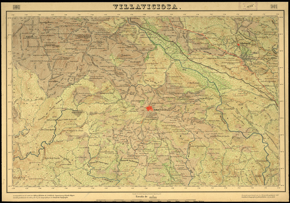 (N:18687) MAPA TOPOGRAFICO DE ESPANA - Villaviciosa - Foglio 901 (B0015134) Carte e stampe antiche: riproduzione a colori su carta (formato A1)