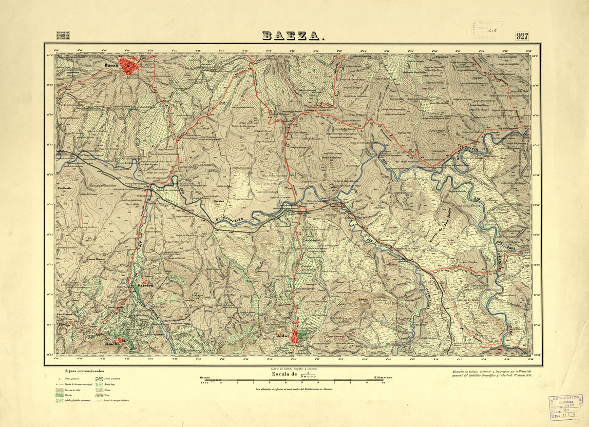 (N:18711) MAPA TOPOGRAFICO DE ESPANA - Baeza - Foglio 927 (B0015158) Carte e stampe antiche: riproduzione a colori su carta (formato A1)