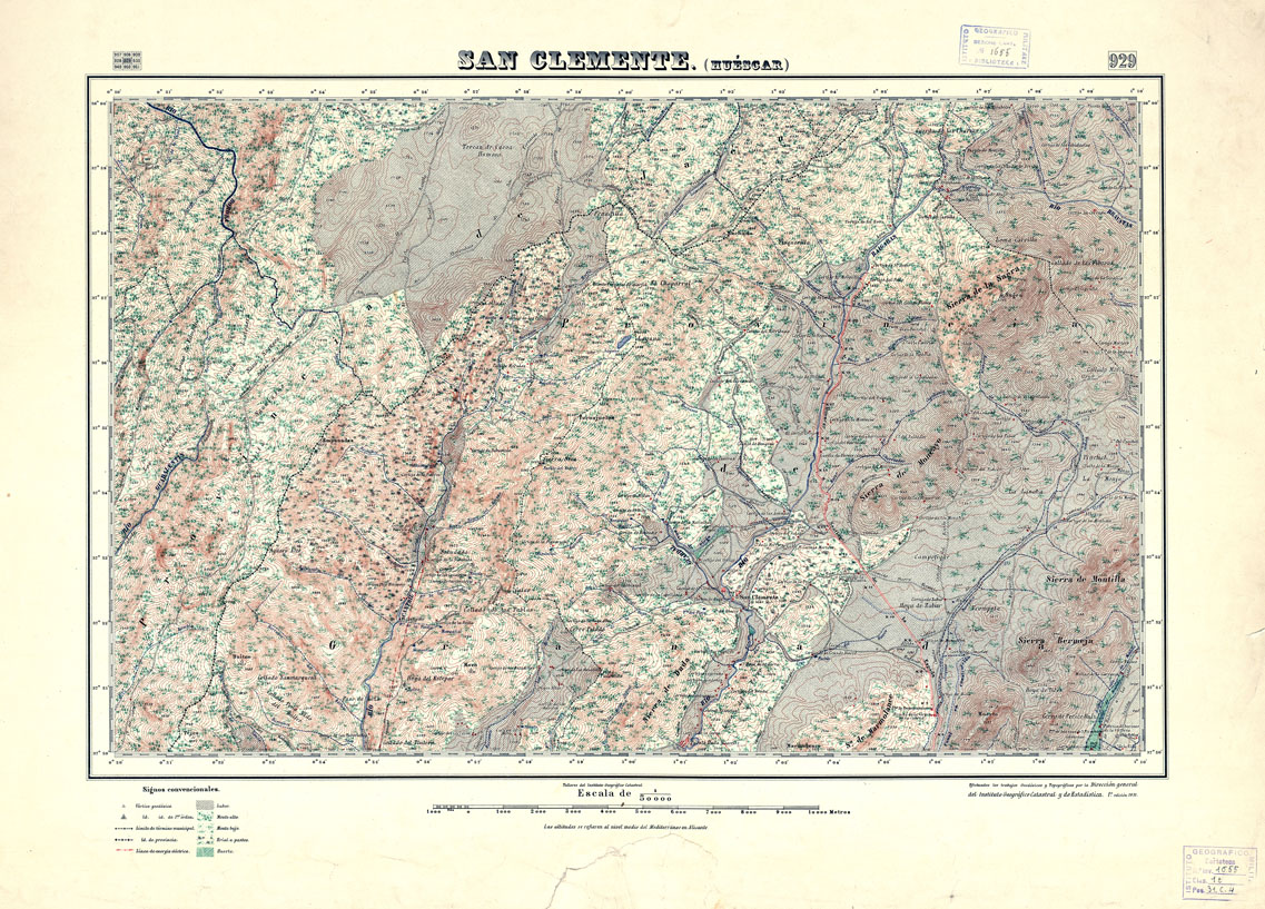 (N:18714) MAPA TOPOGRAFICO DE ESPANA - San Clemente - Foglio 929 (B0015161) Carte e stampe antiche: riproduzione a colori su carta (formato A1)
