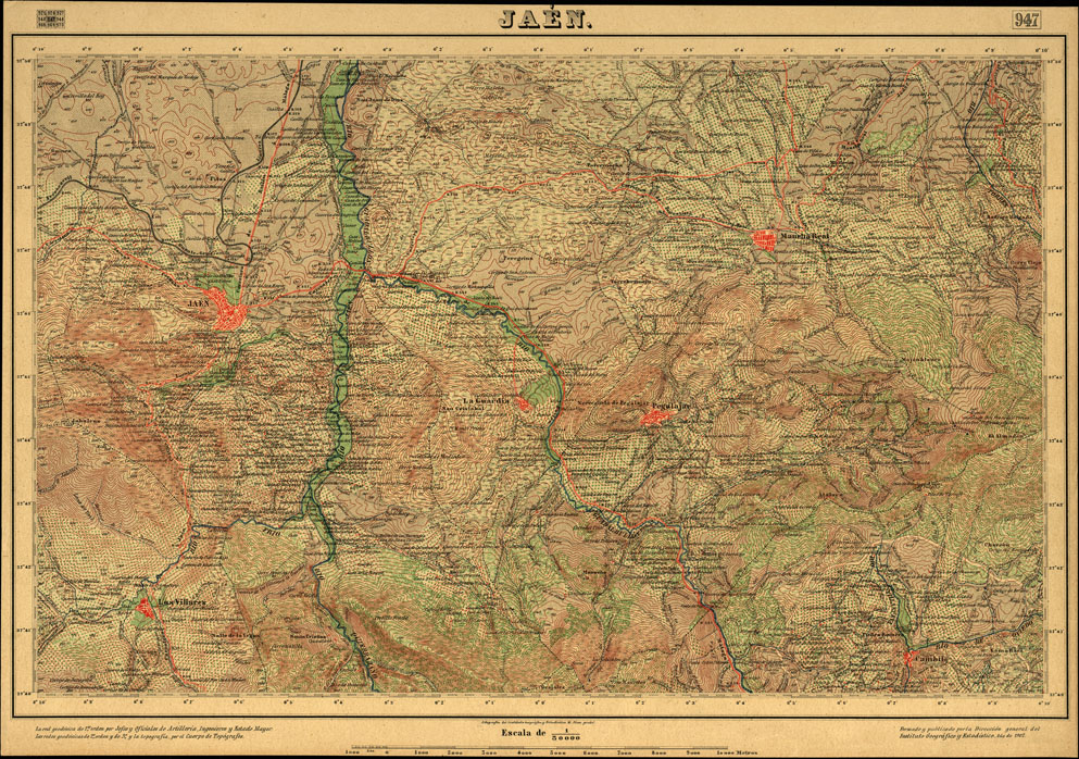 (N:18731) MAPA TOPOGRAFICO DE ESPANA - Jaen - Foglio 947 (B0015178) Carte e stampe antiche: riproduzione a colori su carta (formato A1)