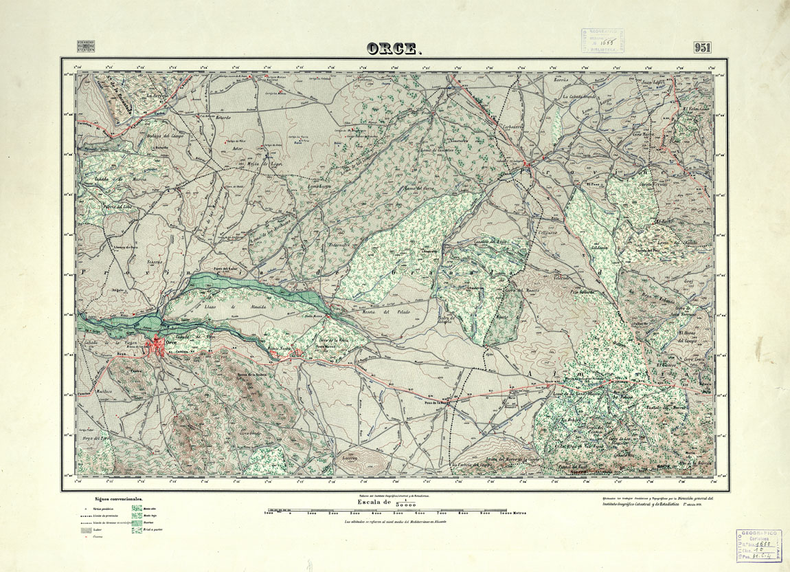 (N:18737) MAPA TOPOGRAFICO DE ESPANA - Orce - Foglio 951 (B0015184) Carte e stampe antiche: riproduzione a colori su carta (formato A1)