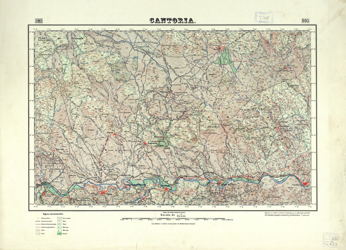 (N:18773) MAPA TOPOGRAFICO DE ESPANA - Cantoria - Foglio 995 (B0015218) Carte e stampe antiche: riproduzione a colori su carta (formato A1)