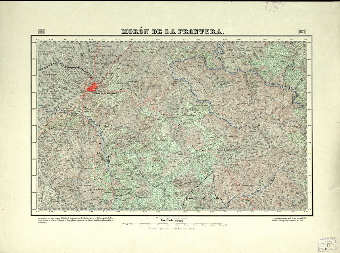 (N:18790) MAPA TOPOGRAFICO DE ESPANA - Moron de la Frontera - Foglio 1021 (B0015235) Carte e stampe antiche: riproduzione a colori su carta (formato A1)