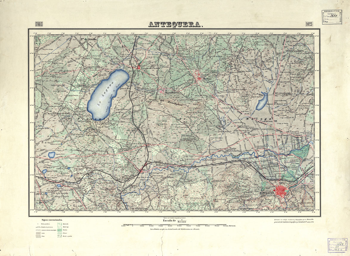 (N:18792) MAPA TOPOGRAFICO DE ESPANA - Antequera - Foglio 1023 (B0015237) Carte e stampe antiche: riproduzione a colori su carta (formato A1)