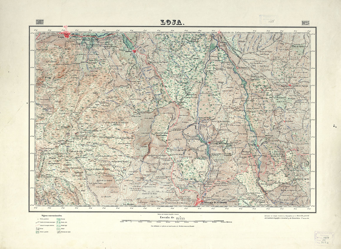 (N:18794) MAPA TOPOGRAFICO DE ESPANA - Loja - Foglio 1025 (B0015239) Carte e stampe antiche: riproduzione a colori su carta (formato A1)