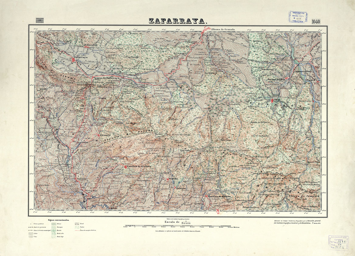 (N:18805) MAPA TOPOGRAFICO DE ESPANA - Zafarraya - Foglio 1040 (B0015250) Carte e stampe antiche: riproduzione a colori su carta (formato A1)
