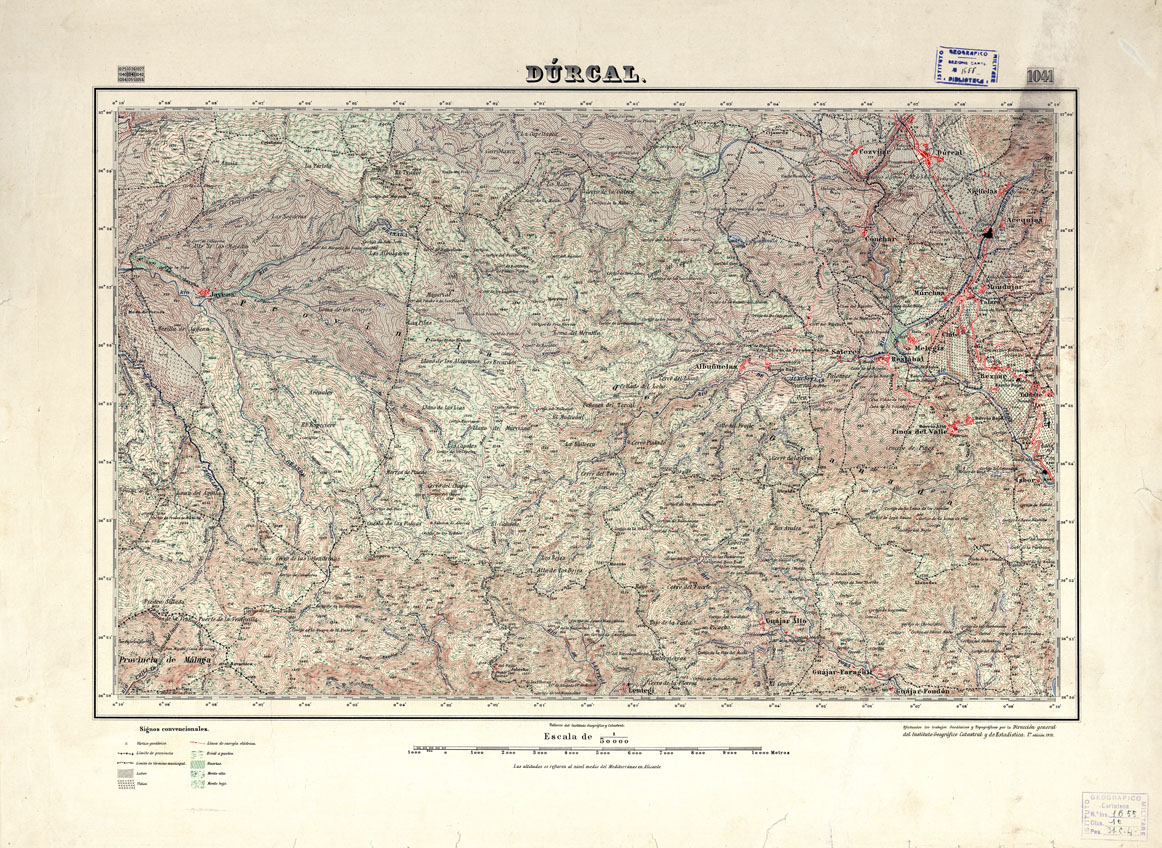 (N:18806) MAPA TOPOGRAFICO DE ESPANA - Durcal - Foglio 1041 (B0015251) Carte e stampe antiche: riproduzione a colori su carta (formato A1)