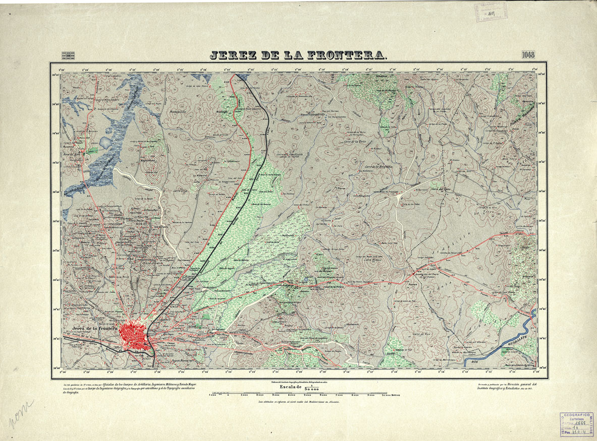 (N:18809) MAPA TOPOGRAFICO DE ESPANA - Jerez de la Frontera - Foglio 1048 (B0015254) Carte e stampe antiche: riproduzione a colori su carta (formato A1)