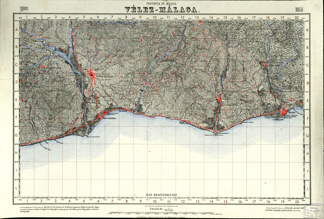 (N:18816) MAPA TOPOGRAFICO DE ESPANA - Velez-Malaga - Foglio 1054 (B0015261) Carte e stampe antiche: riproduzione a colori su carta (formato A1)