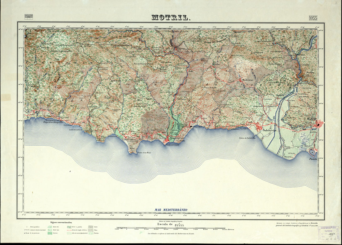 (N:18817) MAPA TOPOGRAFICO DE ESPANA - Motril - Foglio 1055 (B0015262) Carte e stampe antiche: riproduzione a colori su carta (formato A1)