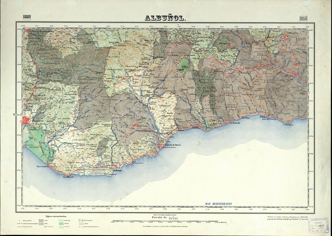 (N:18818) MAPA TOPOGRAFICO DE ESPANA - Albunol - Foglio 1056 (B0015263) Carte e stampe antiche: riproduzione a colori su carta (formato A1)