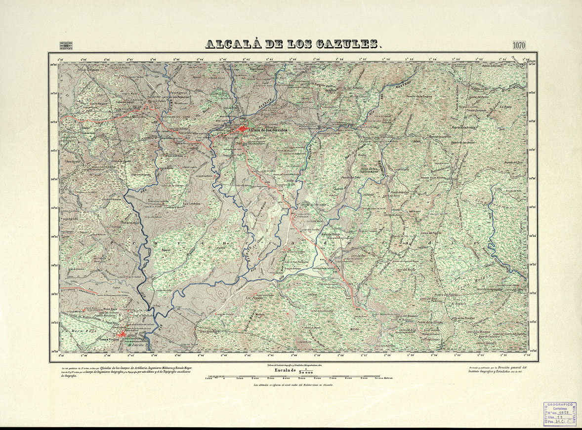 (N:18828) MAPA TOPOGRAFICO DE ESPANA - Alcala de los Gazules - Foglio 1070 (B0015273) Carte e stampe antiche: riproduzione a colori su carta (formato A1)