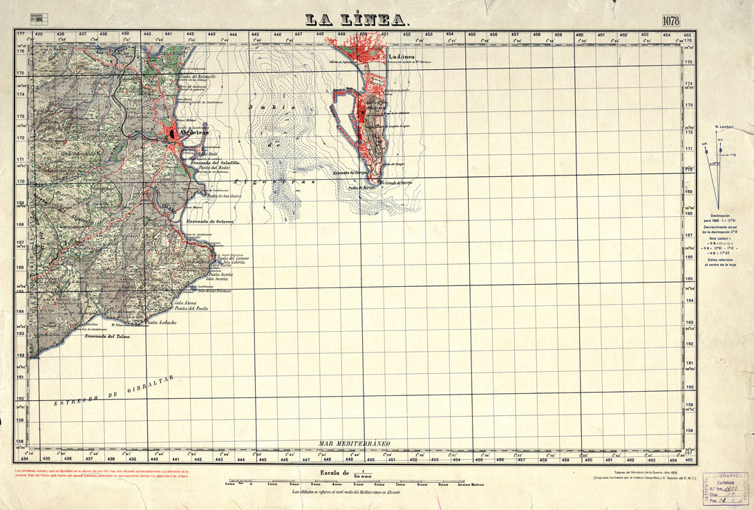 (N:18842) MAPA TOPOGRAFICO DE ESPANA - La Linea - Foglio 1078 (B0015287) Carte e stampe antiche: riproduzione a colori su carta (formato A1)