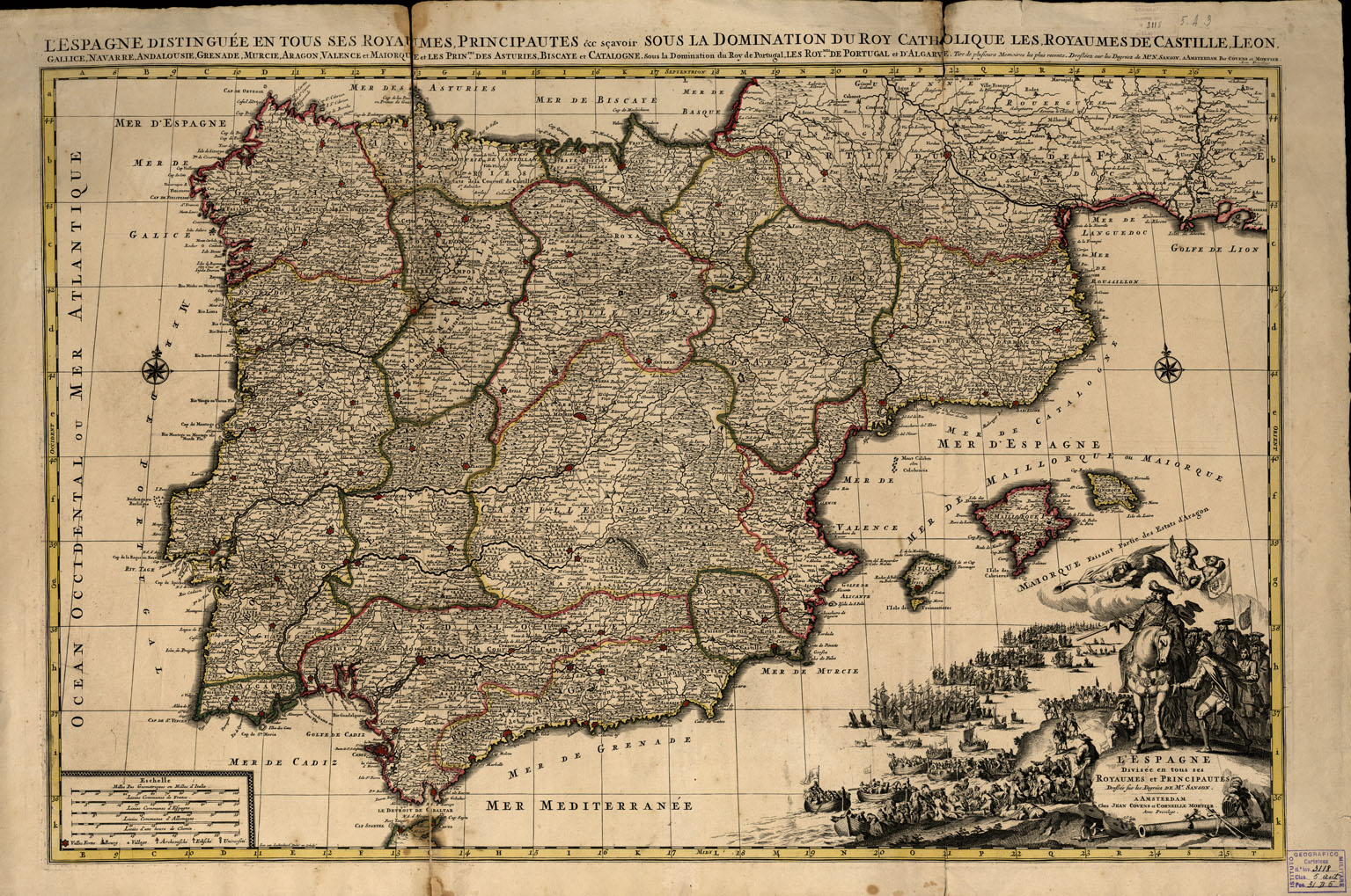 (N:18899) SPAGNA - L'ESPAGNE (B0015344) Carte e stampe antiche: riproduzione a colori su carta (formato A1)