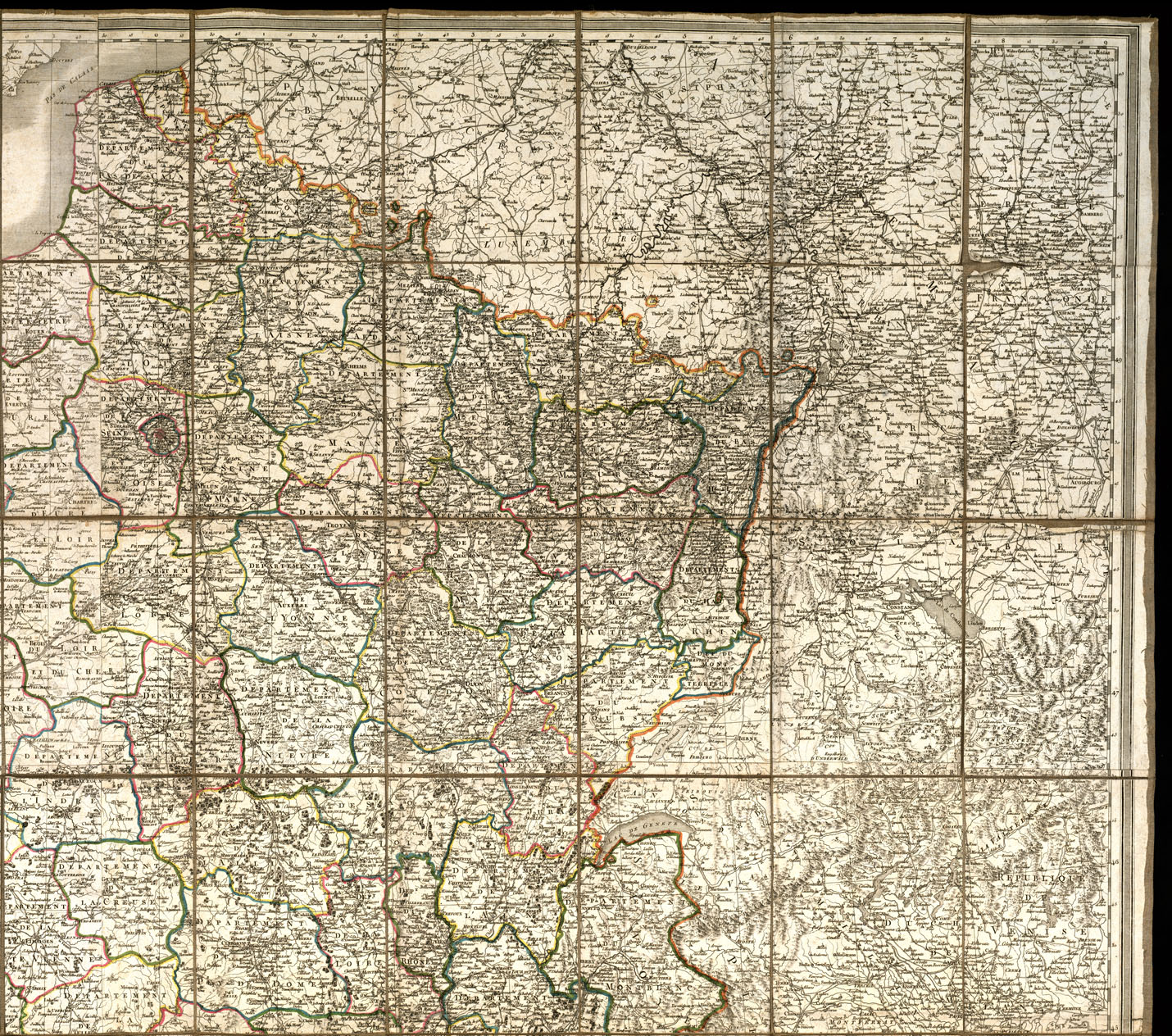 (N:20486) CARTE DE LA FRANCE (B0016944, B0016945, B0016946, B0016947) Carte e stampe antiche: riproduzione a colori su carta (formato A1)