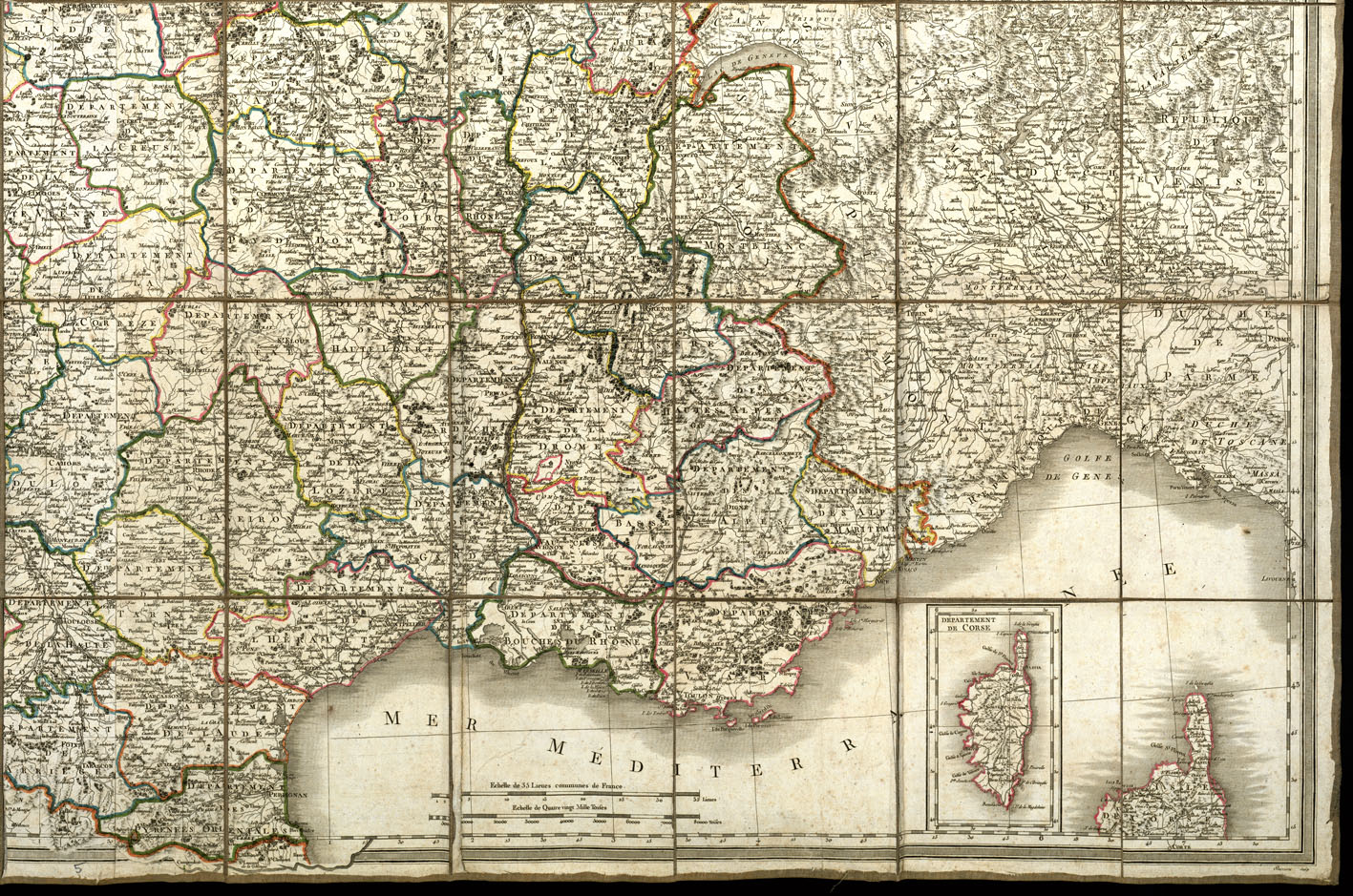 (N:20486) CARTE DE LA FRANCE (B0016944, B0016945, B0016946, B0016947) Carte e stampe antiche: riproduzione a colori su carta (formato A1)