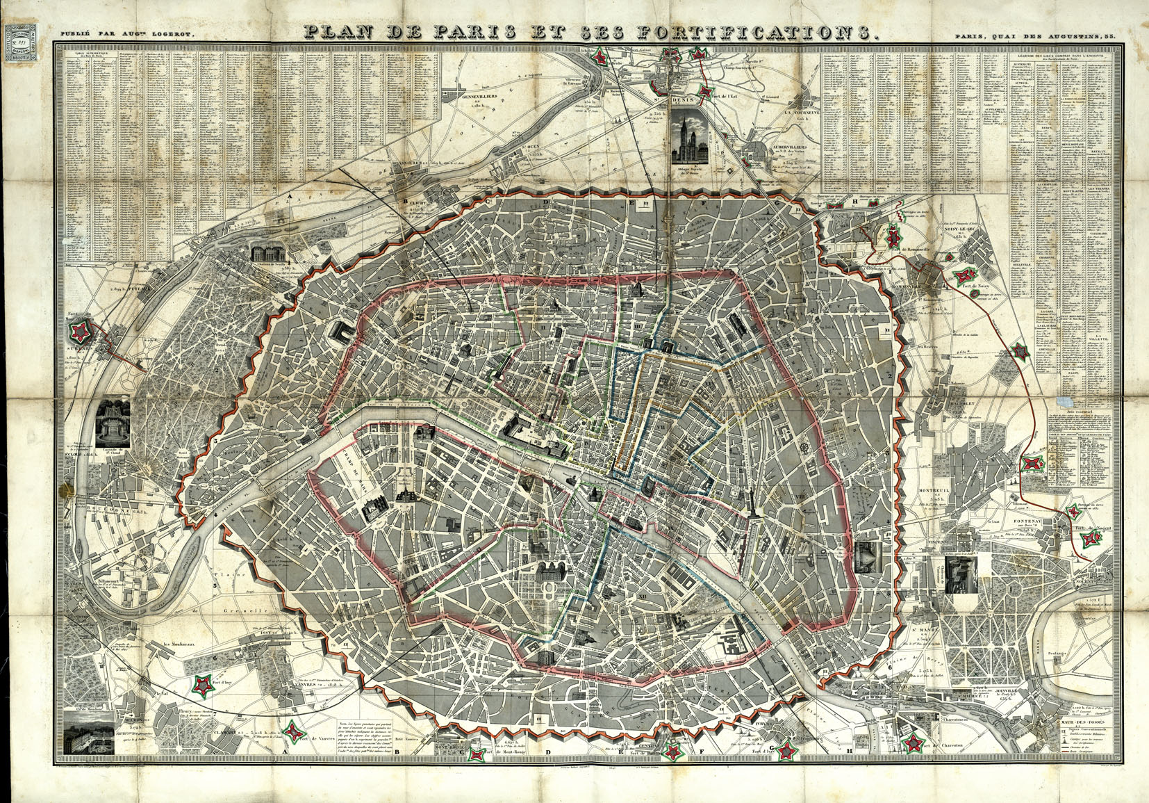 (N:20523) PLAN DE PARIS ET SES FORTIFICATIONS (B0016981) Carte e stampe antiche: riproduzione a colori su carta (formato A1)