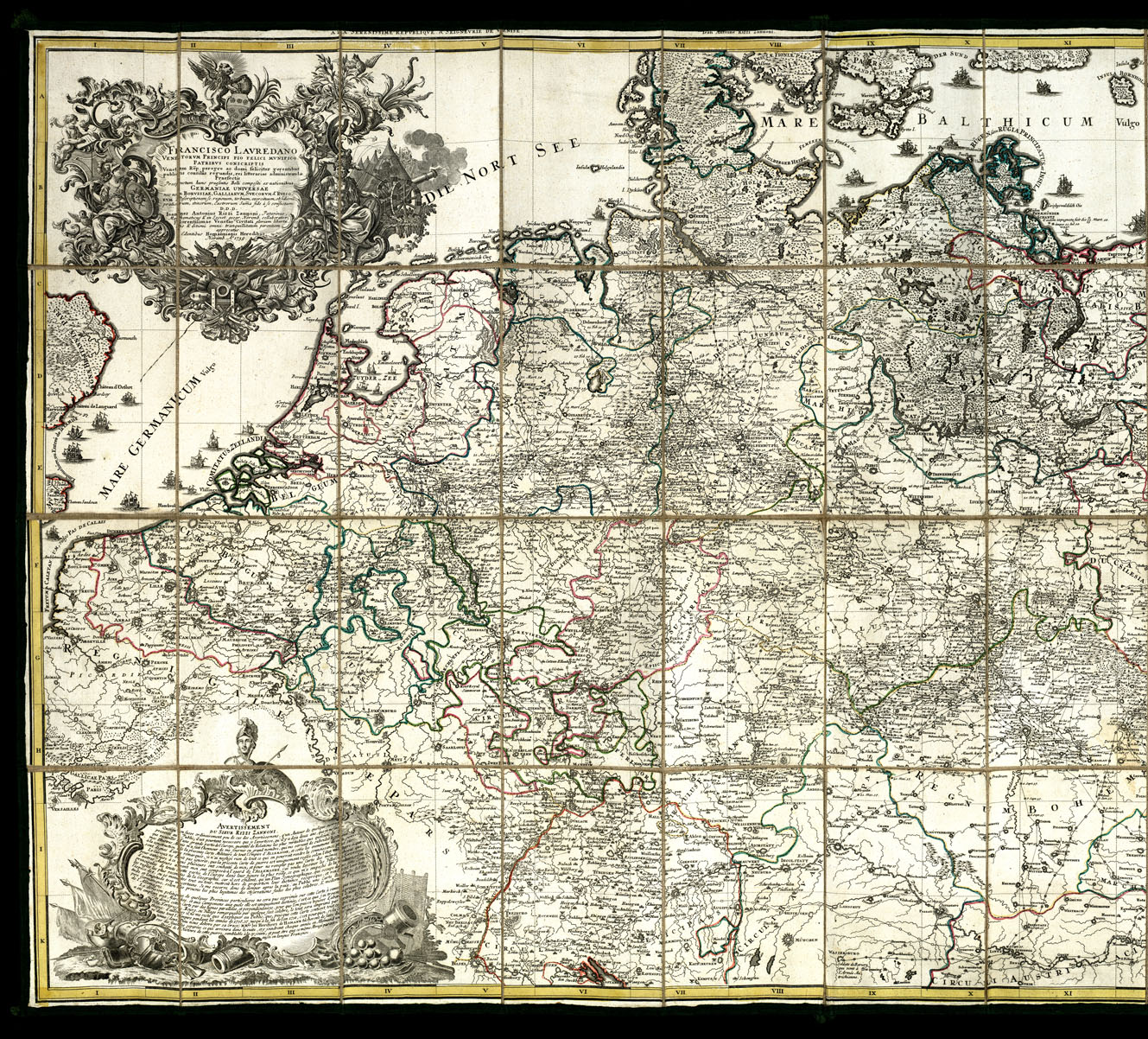 (N:20528) GERMANIAE UNIVERSAE IONNES ANTONIUS RIZZI ZANONI PATAVINUS (B0016986, B0016987) Carte e stampe antiche: riproduzione a colori su carta (formato A1)