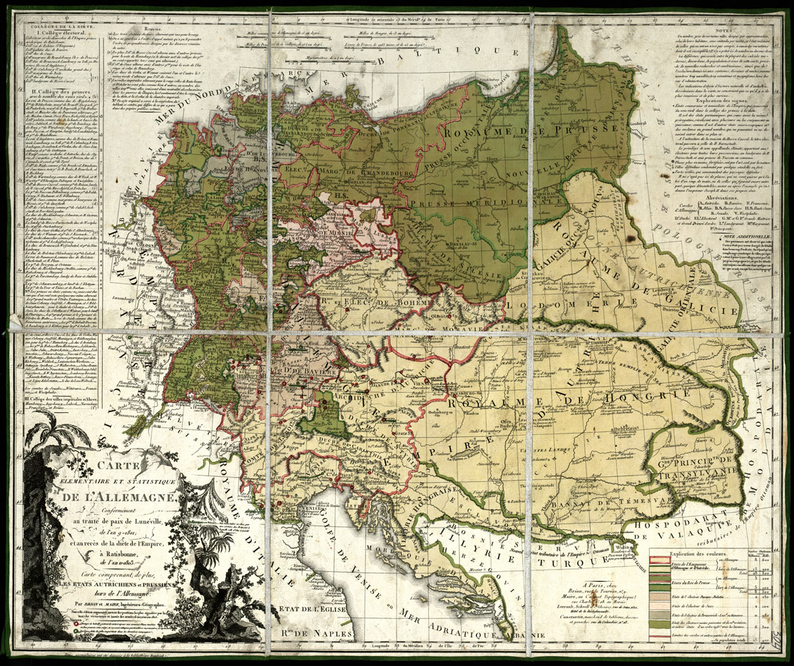 (N:20530) CARTE ELEMENTAIRE ET STATISTIQUE DE L'ALLEMAGNE (B0016988) Carte e stampe antiche: riproduzione a colori su carta (formato A1)