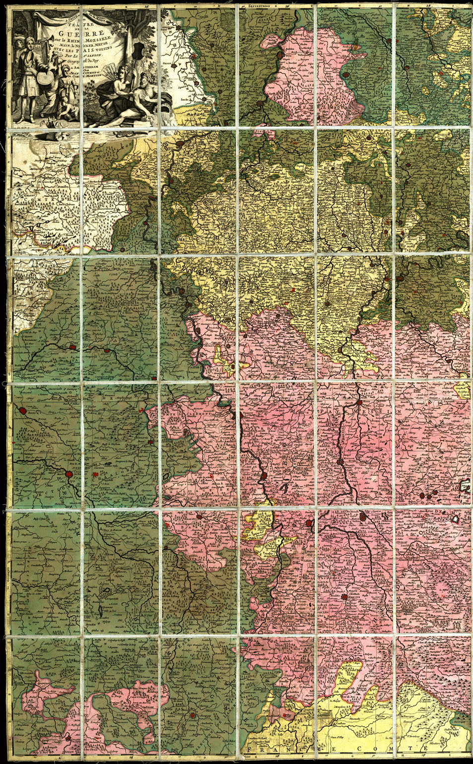 (N:20546) CARTE DE LA MEUSE OU TEATRE DE LA GUERRE SUR LE RHIN, MOESSELE, MAYN, LE NECKER, MEUSE, AVEC LES PAIS VOISINS (B0017004, B0017005) Carte e stampe antiche: riproduzione a colori su carta (formato A1)