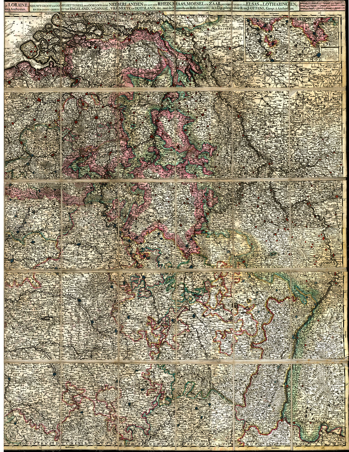 (N:20548) GRAND ET NOUVEAU THEATRE DE LA GUERRE DANS LES PAIS BAS (B0017006, B0017007) Carte e stampe antiche: riproduzione a colori su carta (formato A1)