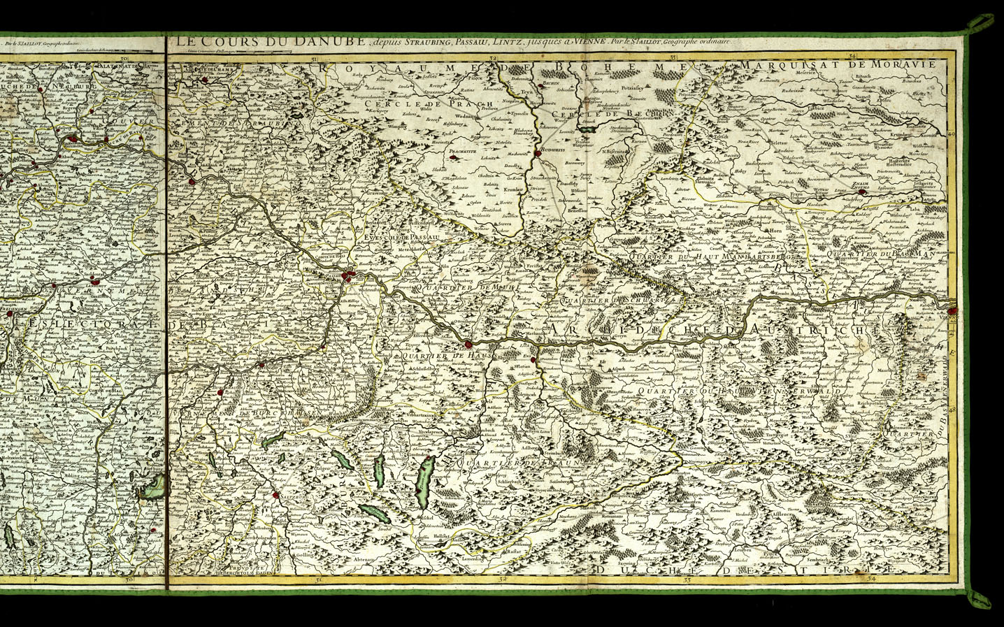 (N:20564) LE COURSE DU DANUBE, DEPUIS SA SOURCE JUSQUE A STRAUBING (B0017022, B0017023) Carte e stampe antiche: riproduzione a colori su carta (formato A1)