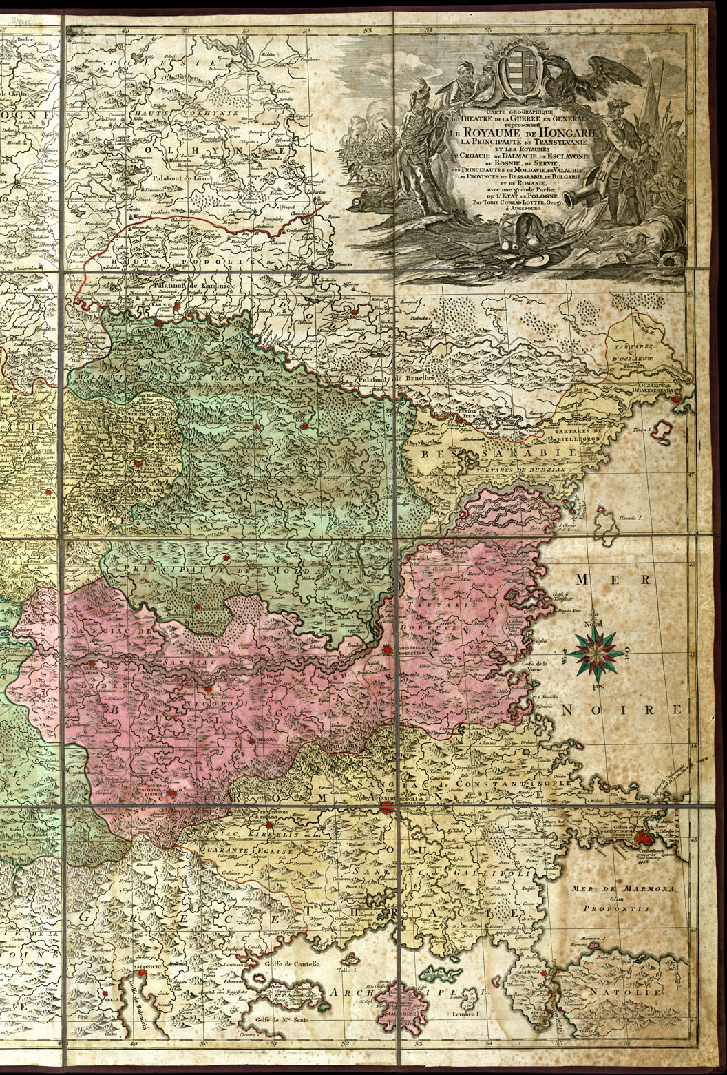 (N:20579) CARTE GEOGRAPHIQUE DU THEATRE DE LA GUERRE (B0017037, B0017038) Carte e stampe antiche: riproduzione a colori su carta (formato A1)