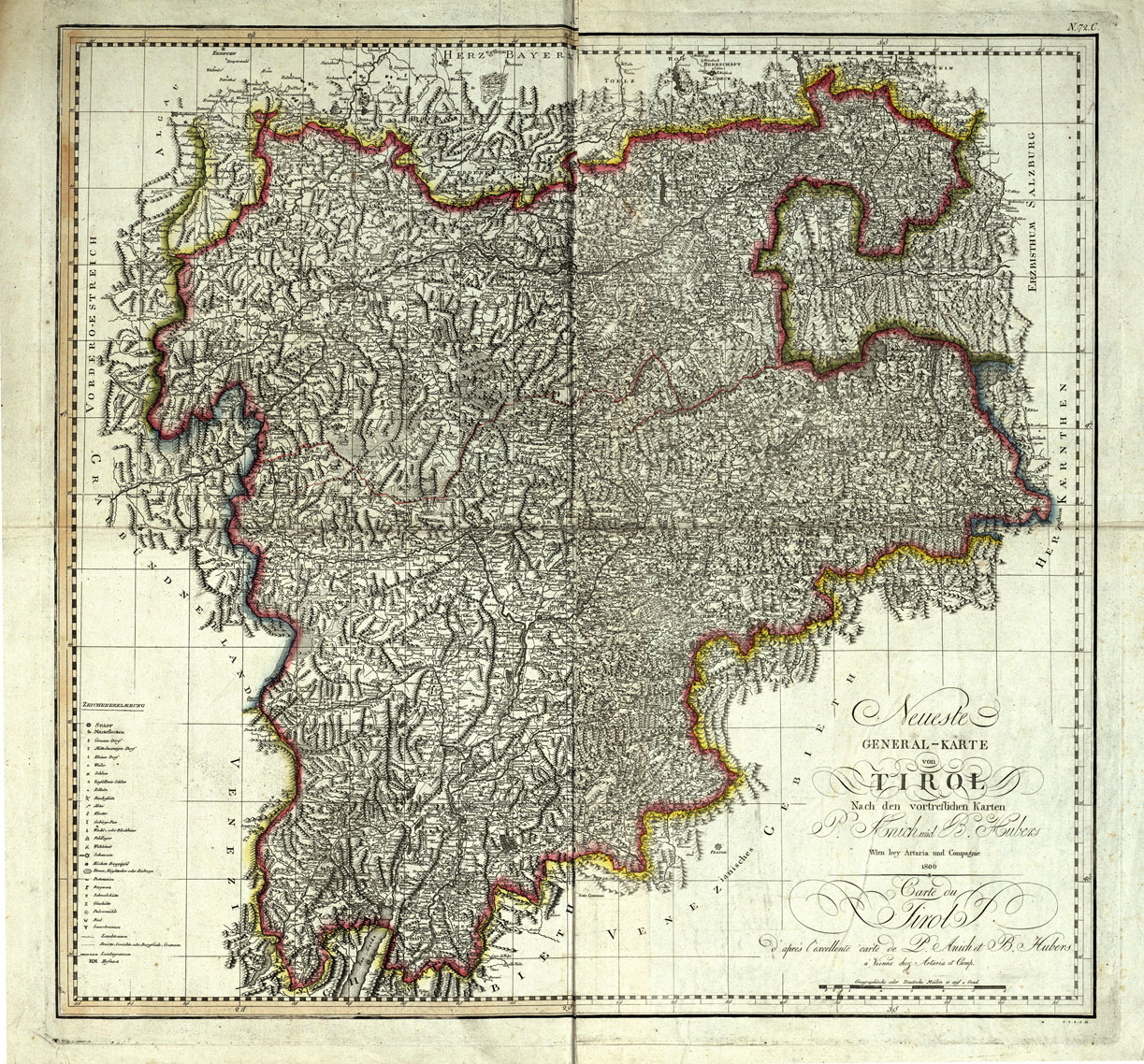 (N:20595) CARTE DU TYROL D'APRES (B0017053) Carte e stampe antiche: riproduzione a colori su carta (formato A1)